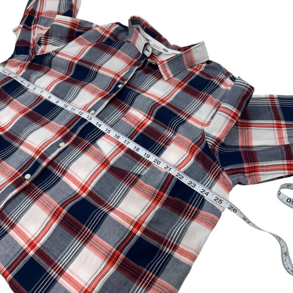 Old Navy Women SZ XXL Plaid Classic Shirt Red/Blue Button-Down Top Cotton Fabric - Picture 4 of 10